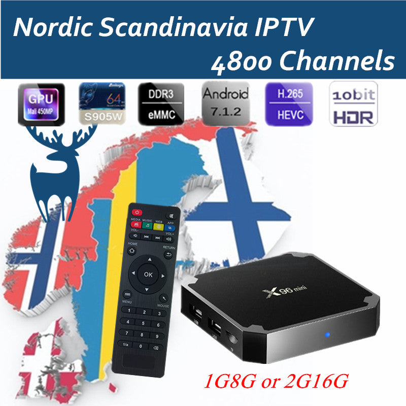 X96mini Android TV Box Android 7.1.2 S905W With Free IPTV Subscription Israel Swedish Nordic Scandinavia Canada USA smart tv box