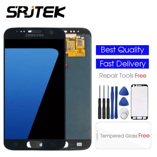 Warranty 5.1'' Super AMOLED Screen for SAMSUNG Galaxy S7 LCD Display G930 G930F SM-G930 Touch Screen Digitizer Replacement Parts