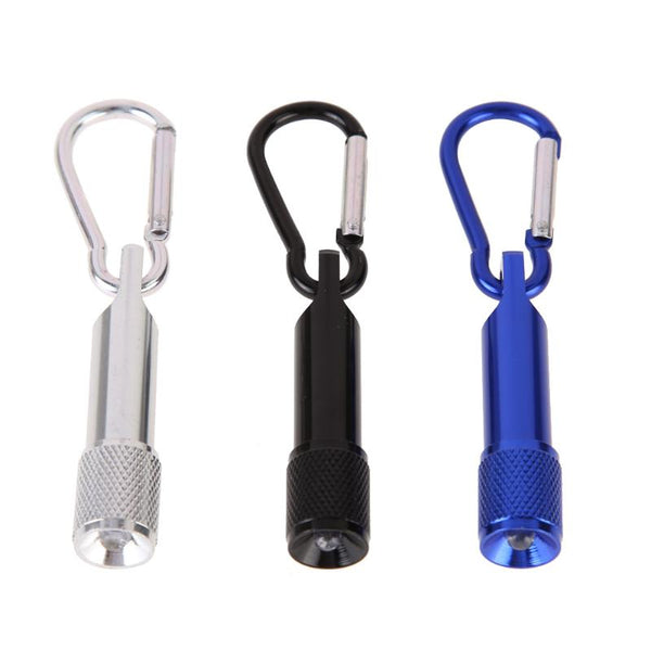Mini Flashlight Portable Super Bright LED Torch Lamp With Carabiner for Camping Hiking Medical Emergency with Button Battery