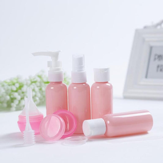 7pcs/Set Travel Mini Make Up Empty Container Spray Bottle Plastic Transparent Eyeshadow Makeup Cosmetic Face Cream Pot Bottles