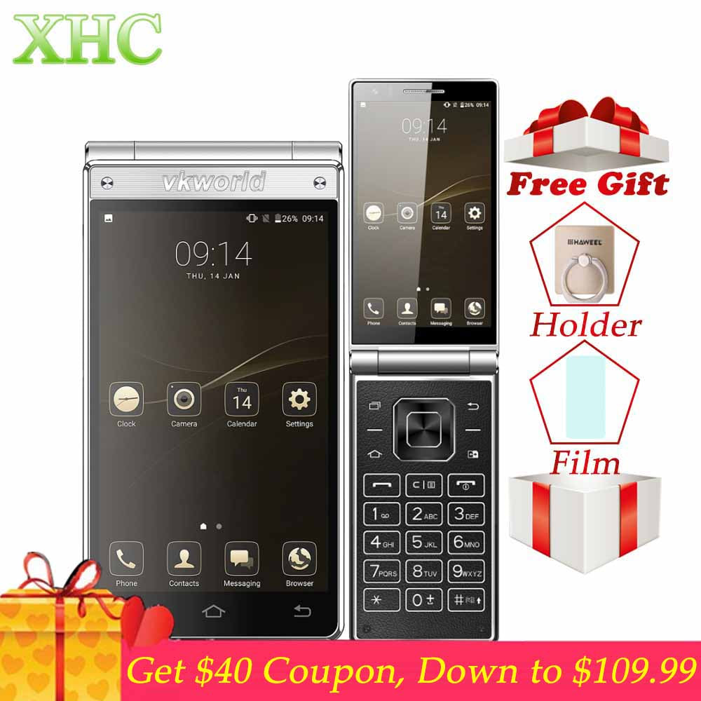 Vkworld T2 Plus Flip 4G Smartphone RAM 3GB ROM 32GB MT6737 Quad Core 4.2 inch Dual Screen Android 7.0 Dual SIM GPS Mobile Phones