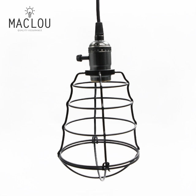 Vintage Loft Modern Pendant Lights Retro Industrial Edison Black Iron Cage Lampshade Dining Room Restaurant Bar Indoor Lighting