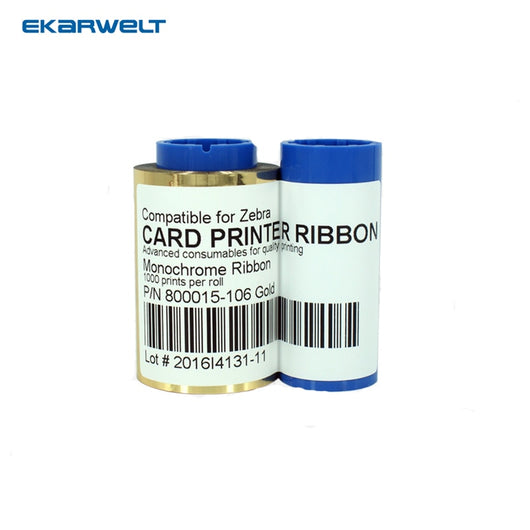800015-106 Gold Monochrome Ribbon For Zebra iSeries ID Card Printer 1000 Prints P310i P430i P330i p420i p520i