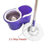 AMW 360 Rolling Magic Floor Spin Mop Hands-free Spin Mop Bucket Set Foot Pedal Rotating Floor Mop with 2 Microfiber Mop Heads