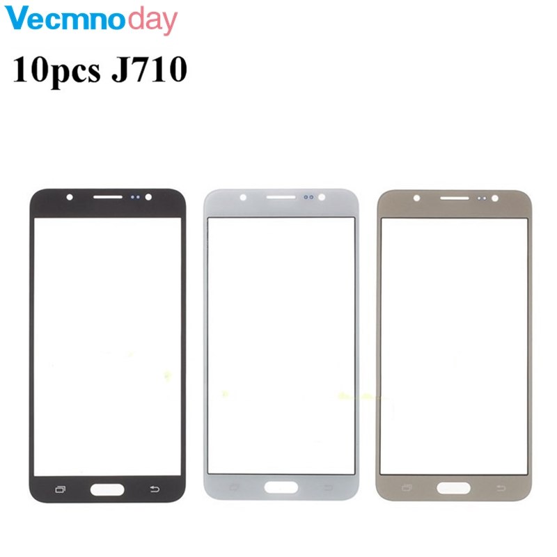 Vecmnoday 10pcs For Samsung J7 2016 Front Outer Glass Lens For Samsung Galaxy J7 2016 J710F J710 Touch Screen Glass Replacement