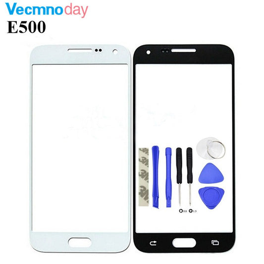 Vecmnoday Touch Screen Panel Replacement For Samsung Galaxy E5 E500 E500F LCD Front Outer Glass Cover Lens With Logo + Tools