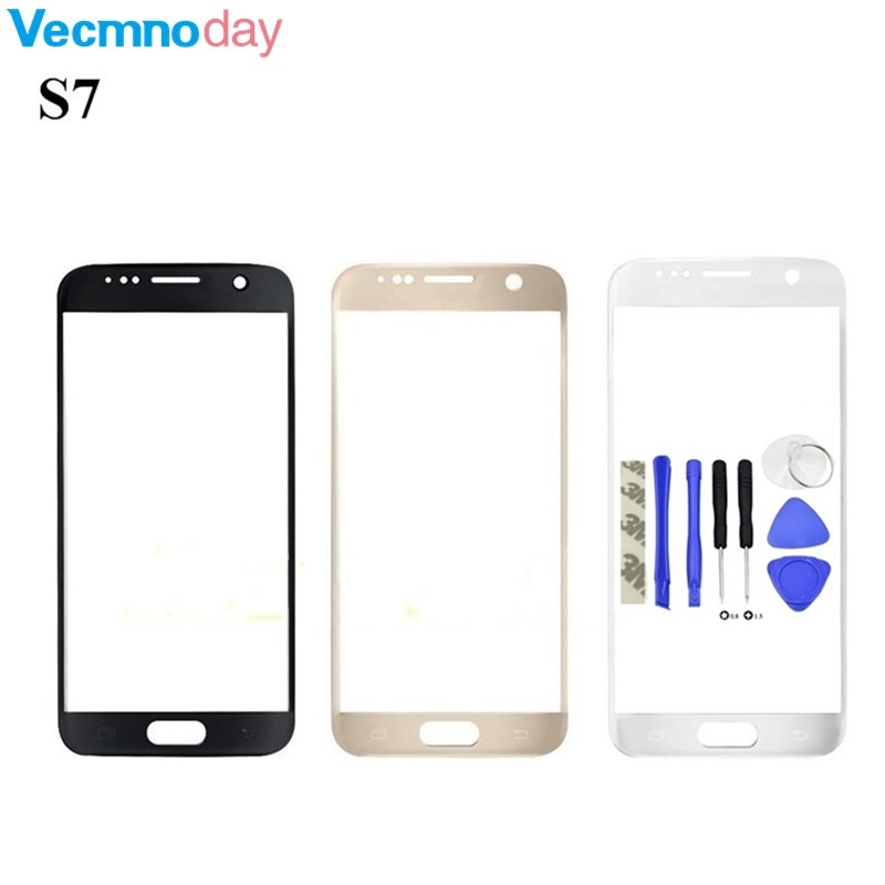 Vecmnoday For Samsung Galaxy S7 Front Touch Screen Glass Outer Lens G9300 TouchScreen Front Glass Replacement Repair Parts+tools