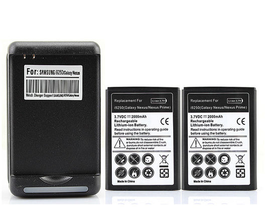 2000mah Replacement 2x Battery+USB Wall Charger for Samsung Galaxy Nexus i9250 for Nexus Prime Rechargeable Battery Bateria