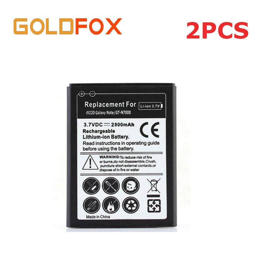 2 x N7000 Battery For Samsung Galaxy Note i9220 GT-N7000 Mobile Phone Replacement Battery 2800mah