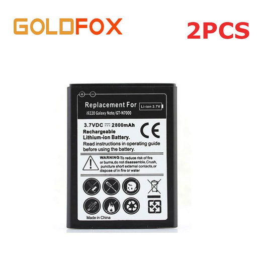 2 x N7000 Battery For Samsung Galaxy Note i9220 GT-N7000 Mobile Phone Replacement Battery 2800mah