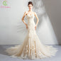 SSYFashion New Romantic Light Champagne Mermaid Wedding Dress Sweetheart Lace Flower Fishtail Wedding Gown Vestido De Noiva