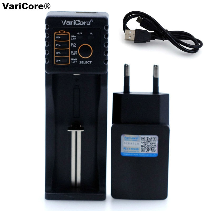 V10 VariCore AA AAA SC / S 18650 26650 18350 16340,14500, 10440 26500 Lithium Iron 3.2 V 1.2 V 3.7 V NiMH Battery Charger + Char