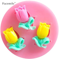 Mini Tulips Shape Silicone 3D Fondant Gift Lace Mold Tool Soap Chocolate Mould party cake Decorating tool kitchen baking mold