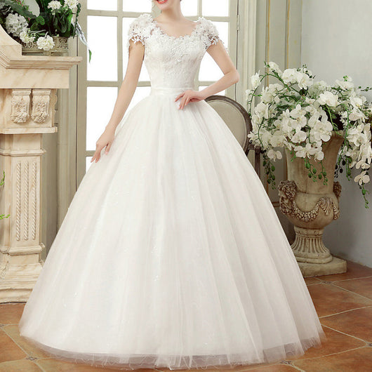 Vintage Lace Wedding Dresses Cap Sleeves Long Train Ball Gowns for Wedding Vestidos Cerimonia 2018 Vestido De Noiva Princesa