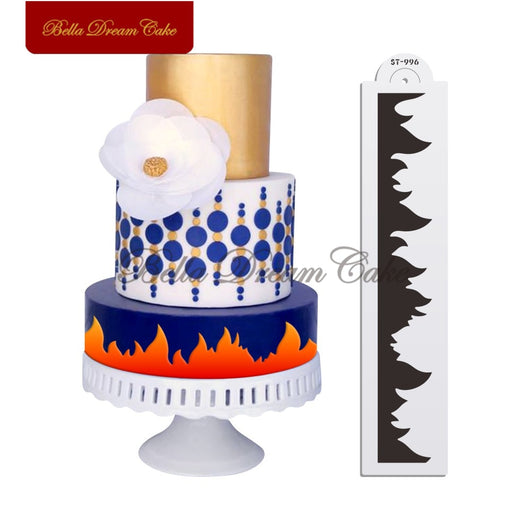 Flame Cake Stencil Fire Lace Cake Side Stencil Fondant Cake Border Decoration Template Wedding Cake Decorating Tool Bakeware