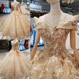 SSYFashion New High-end Wedding Dress Vingate Luxury Glold Shining Lace Appliques Beading Long Formal Prom Gown Robe De Soiree