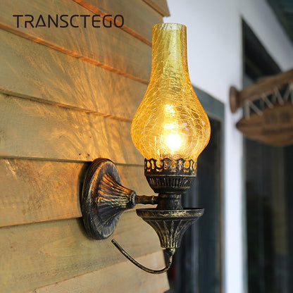 Retro Wall Lamp Nordic Glass Bedroom Bedside Kerosene Lamps Sconce Vintage Industrial Living Room Restaurant Bar Cafe Wall Light