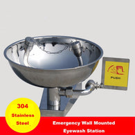 304 Stainless Steel Emergency Wall Mounted Eye wash face wash Station Double mouth