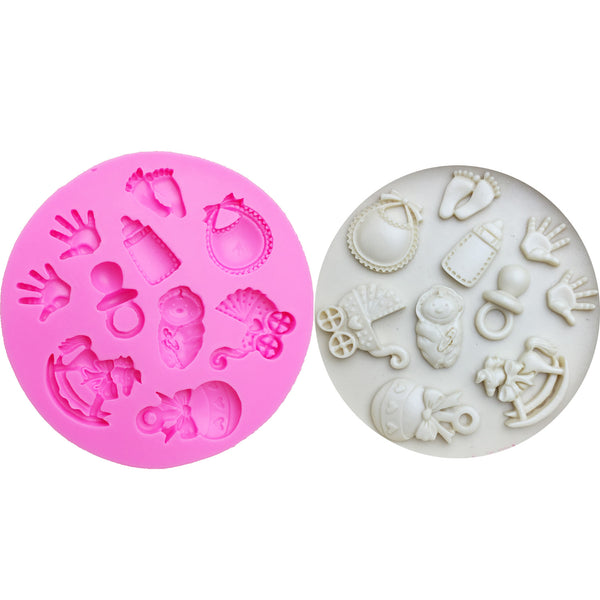 M0300 Baby DIY Hand/ Trojan/Bottle/Foot/carriage Silicone Mold Cake Decoration Tools