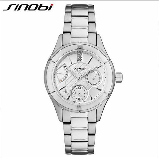 Sinobi Ceramic Watch Luxury Women'S Watches Week Date Ladies Watch