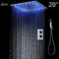 20 InchesThermostatic Shower Set SUS304 Mirror Panel with LED Shower Head Rainfall Spray Mist SPA Concealed  with Handheld Spray