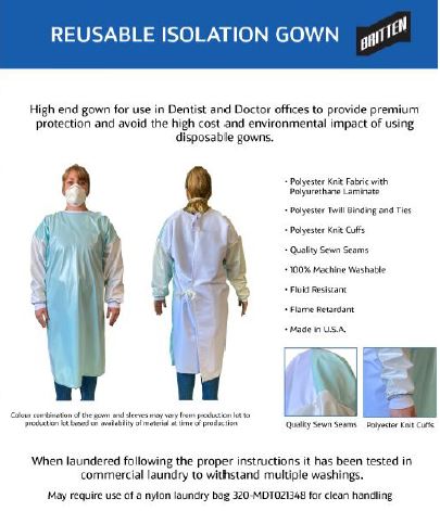 Reusable Isolation Gowns Each. CURBSIDE PICK UP AVAILABLE