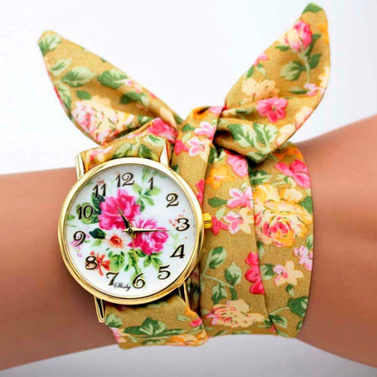 shsby design  Ladies flower cloth wristwatch fashion women dress watch high quality fabric watch sweet girls Bracelet  watch