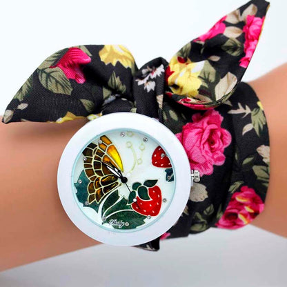 shsby design  Ladies flower cloth wristwatch fashion women dress watch high quality fabric watch sweet girls Bracelet  watch