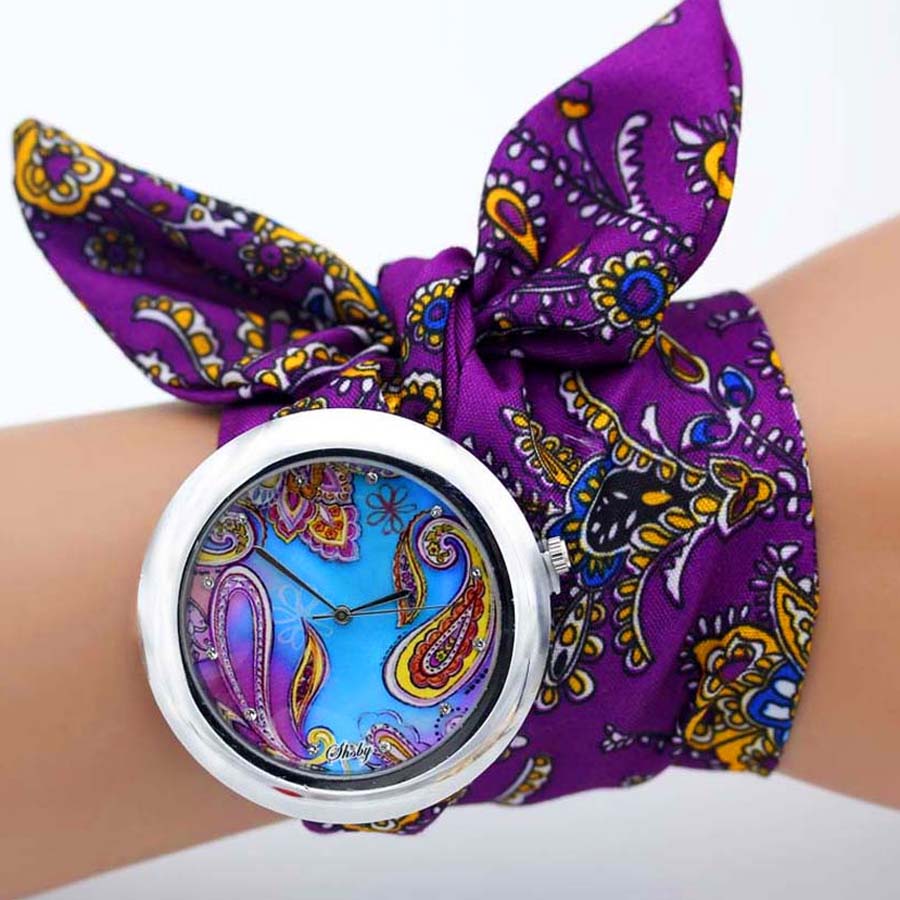 shsby design  Ladies flower cloth wristwatch fashion women dress watch high quality fabric watch sweet girls Bracelet  watch