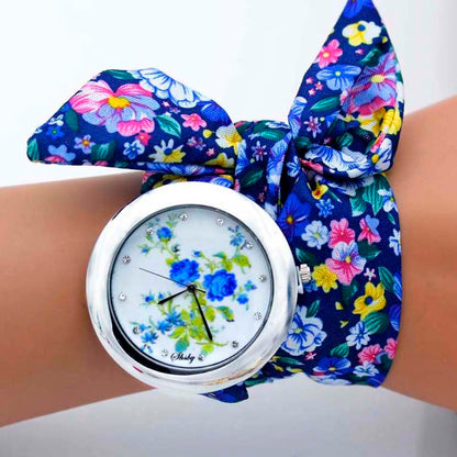 shsby design  Ladies flower cloth wristwatch fashion women dress watch high quality fabric watch sweet girls Bracelet  watch