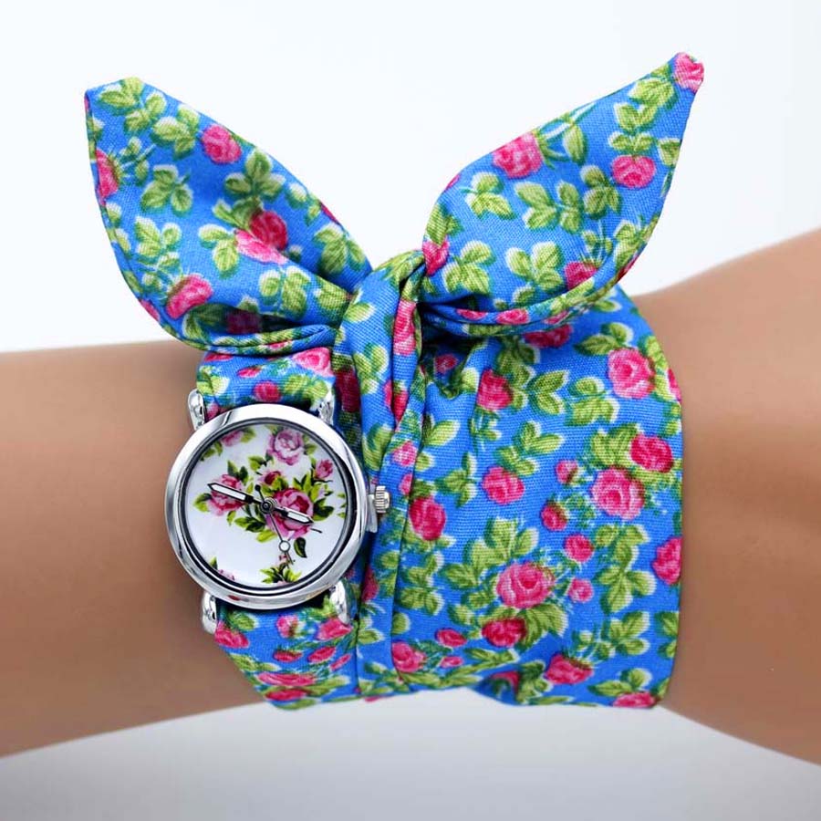 shsby design  Ladies flower cloth wristwatch fashion women dress watch high quality fabric watch sweet girls Bracelet  watch