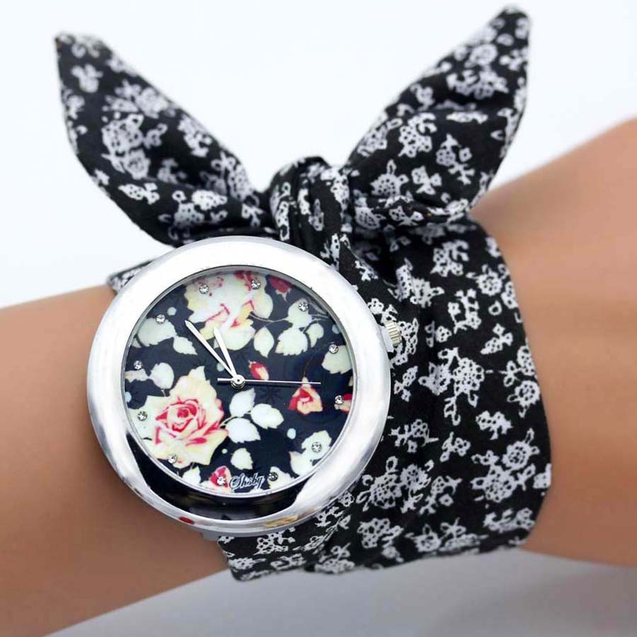 shsby design  Ladies flower cloth wristwatch fashion women dress watch high quality fabric watch sweet girls Bracelet  watch