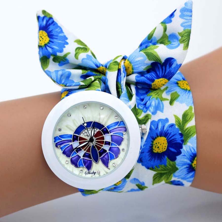 shsby design  Ladies flower cloth wristwatch fashion women dress watch high quality fabric watch sweet girls Bracelet  watch