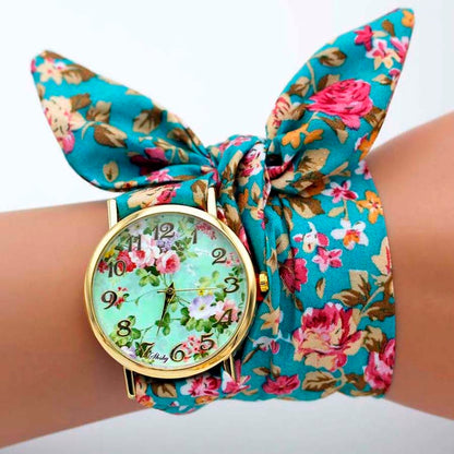 shsby design  Ladies flower cloth wristwatch fashion women dress watch high quality fabric watch sweet girls Bracelet  watch