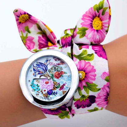 shsby design  Ladies flower cloth wristwatch fashion women dress watch high quality fabric watch sweet girls Bracelet  watch