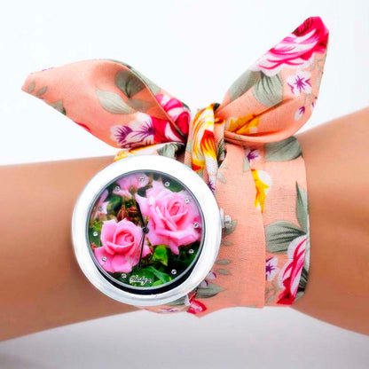 shsby new unique Ladies flower cloth wristwatch fashion women dress watch high quality fabric watch sweet girls Bracelet watch