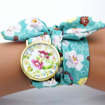 shsby new unique Ladies flower cloth wristwatch fashion women dress watch high quality fabric watch sweet girls Bracelet watch