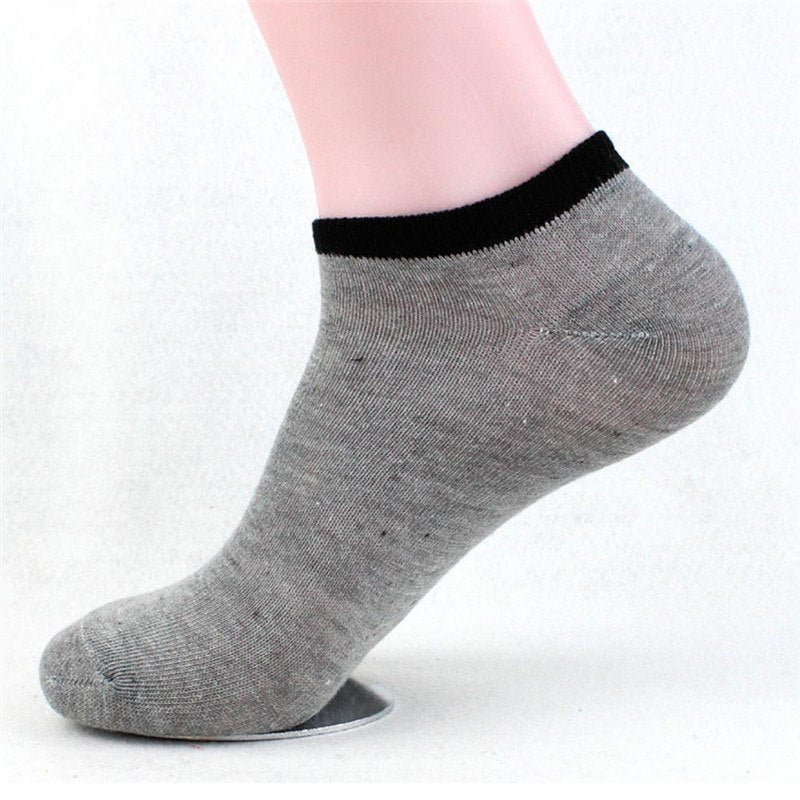 snowshine3 YLWW  Black with socks on the edge Men Cotton Ship Boat Short Sock Ankle Invisible Socks Warm Winter #cydj#