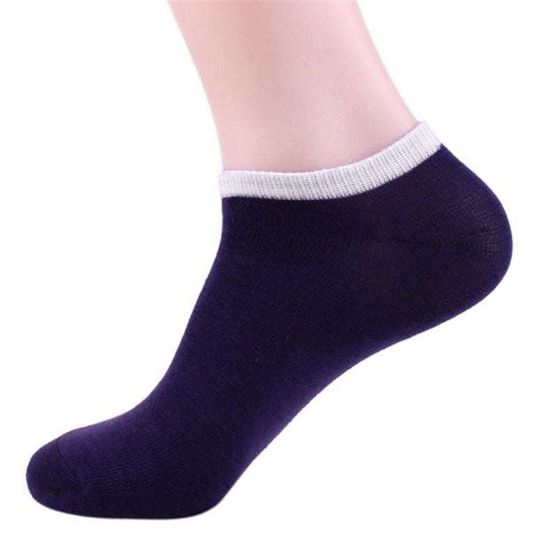 snowshine3 YLWW  Black with socks on the edge Men Cotton Ship Boat Short Sock Ankle Invisible Socks Warm Winter #cydj#