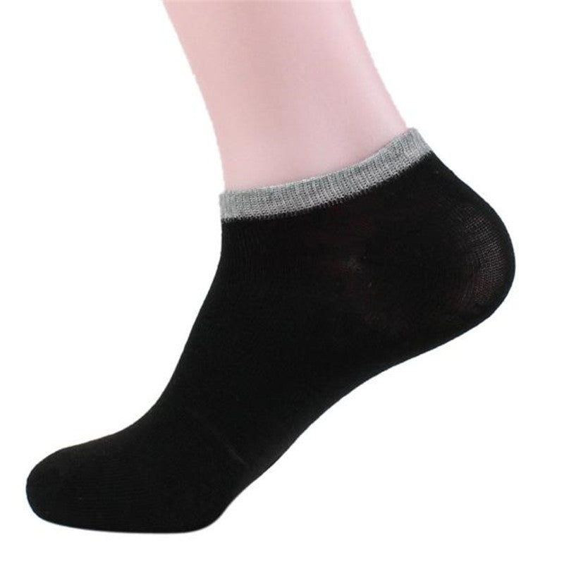 snowshine3 YLWW  Black with socks on the edge Men Cotton Ship Boat Short Sock Ankle Invisible Socks Warm Winter #cydj#