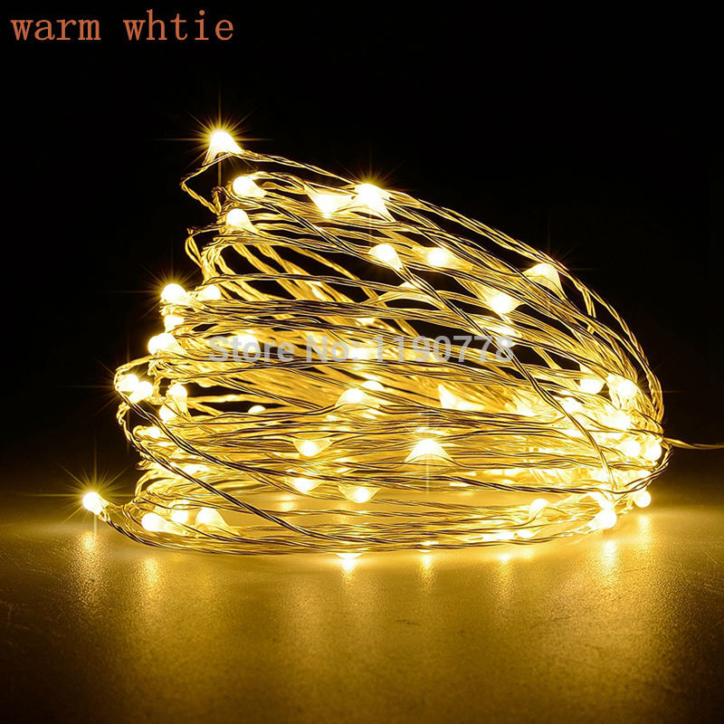 string led lights 1/5/10M 33ft 100led Battery powered outdoor Warm white copper wire christmas festival wedding party decoration