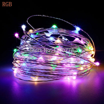 string led lights 1/5/10M 33ft 100led Battery powered outdoor Warm white copper wire christmas festival wedding party decoration