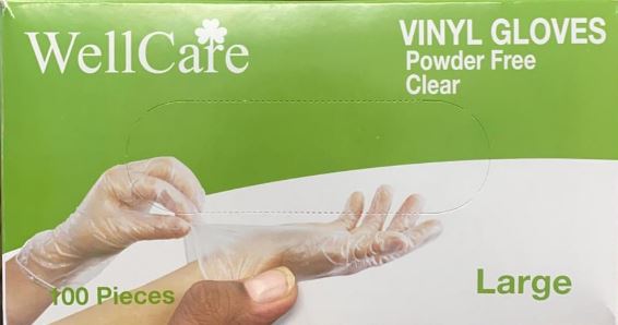 Vinyl Glove Powder Free WellCare/MediCare 100/Box Medium, Large and Extra Large CURBSIDE PICK UP AVAILABLE