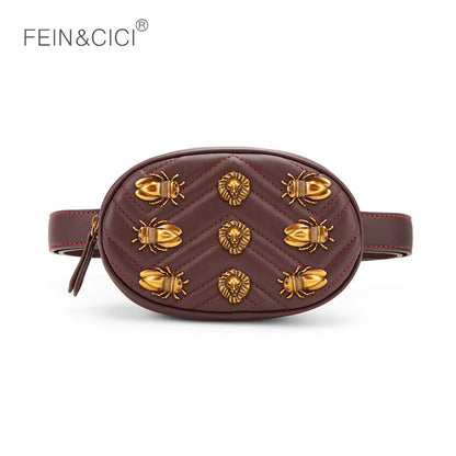 waist belt bag women rivets lions Fanny Pack bags luxury brand fashion velvet leather handbag red black beige 2018 hight quality