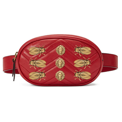 waist belt bag women rivets lions Fanny Pack bags luxury brand fashion velvet leather handbag red black beige 2018 hight quality