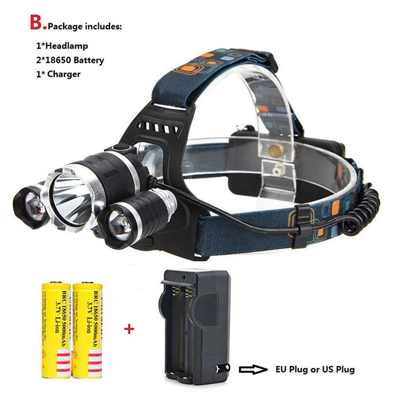 waterproof Headlight Led rechargeable 18650 headlamp 10000LM light head lamp 1T6+2R5 flashlight of fishing lantern head Torch