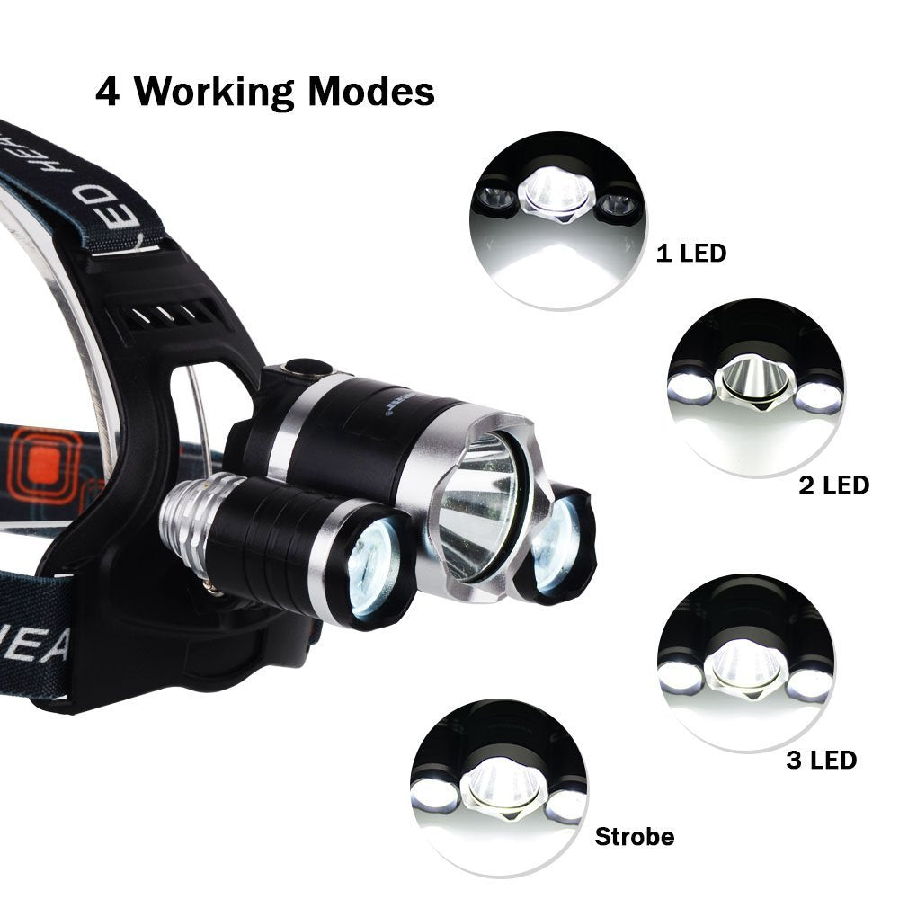 waterproof Headlight Led rechargeable 18650 headlamp 10000LM light head lamp 1T6+2R5 flashlight of fishing lantern head Torch