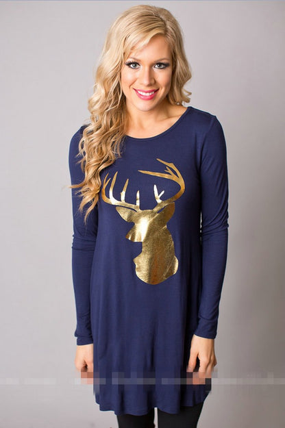 woman summertime Christmas The golden deer relaxation dress